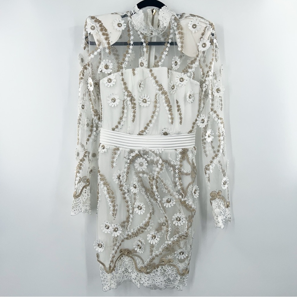 Zhivago NWT Raise Your Hand Embellished Mini Dress in White size 8 - Picture 3 of 10